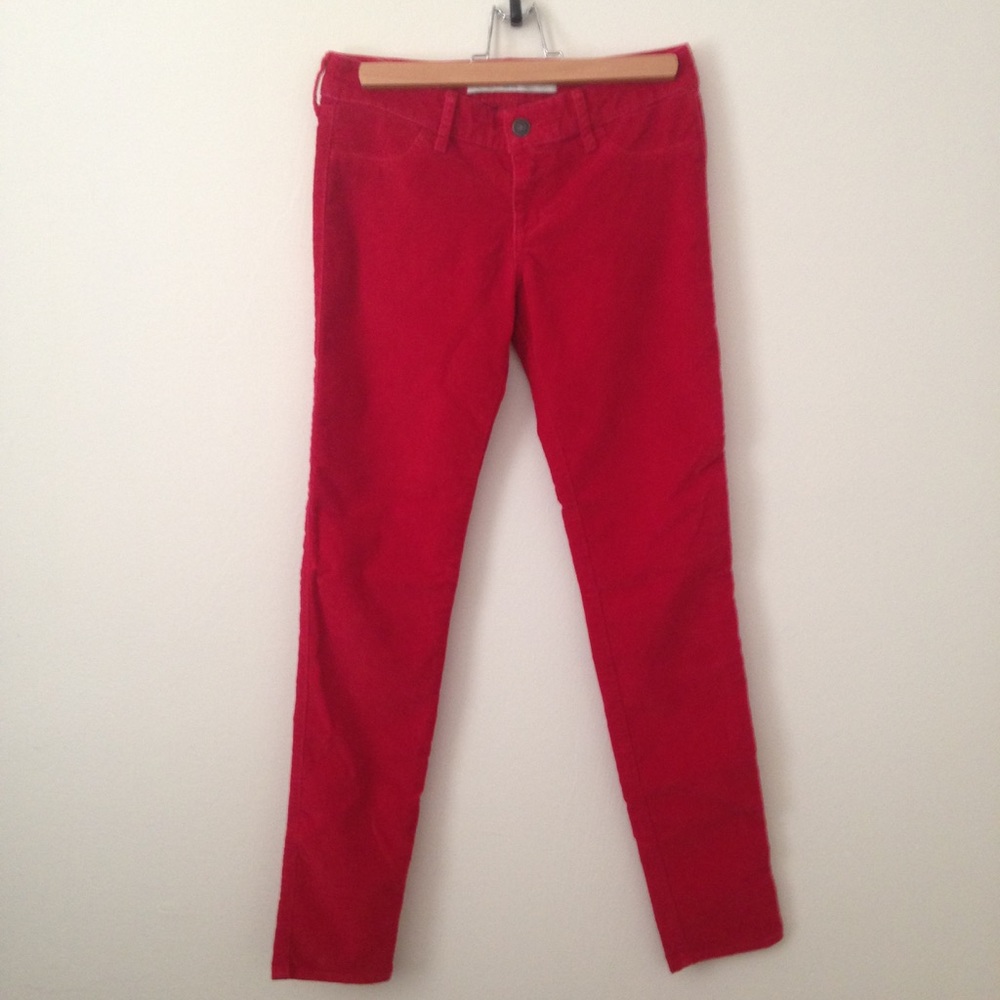 Abercrombie & Fitch red corduroy skinny jeans